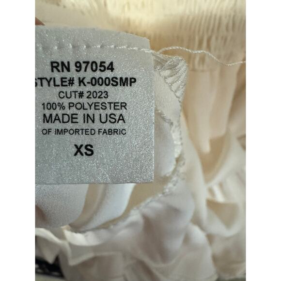 Krisa ONE SHOULDER RUFFLE DRESS-CREAM | Size XS | Made in the USA - Picture 5 of 8